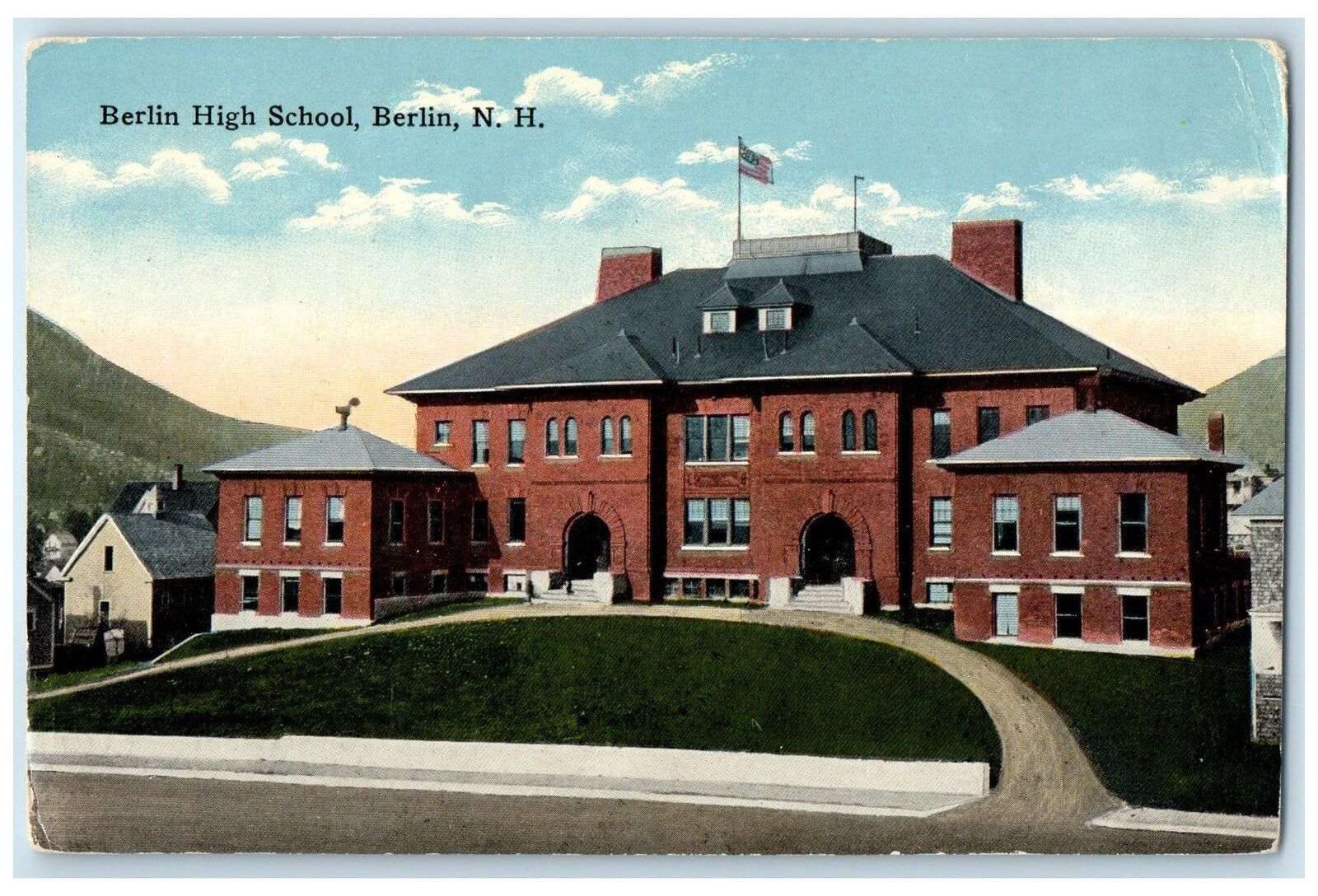 c1910's Berlin High School Building Exterior Berlin New Hampshire NH Postcard