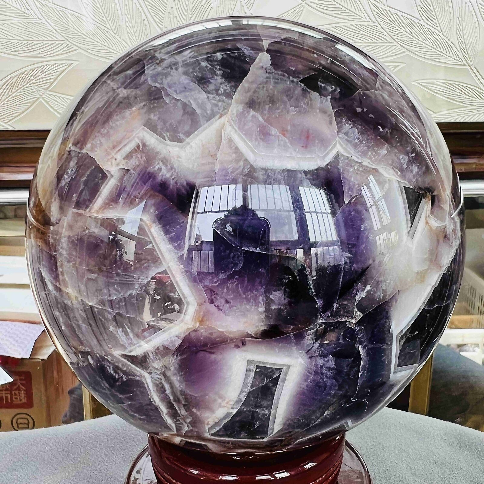 Natural Dream Amethyst Sphere Polished Quartz Crystal Ball Healing Reiki 2687G