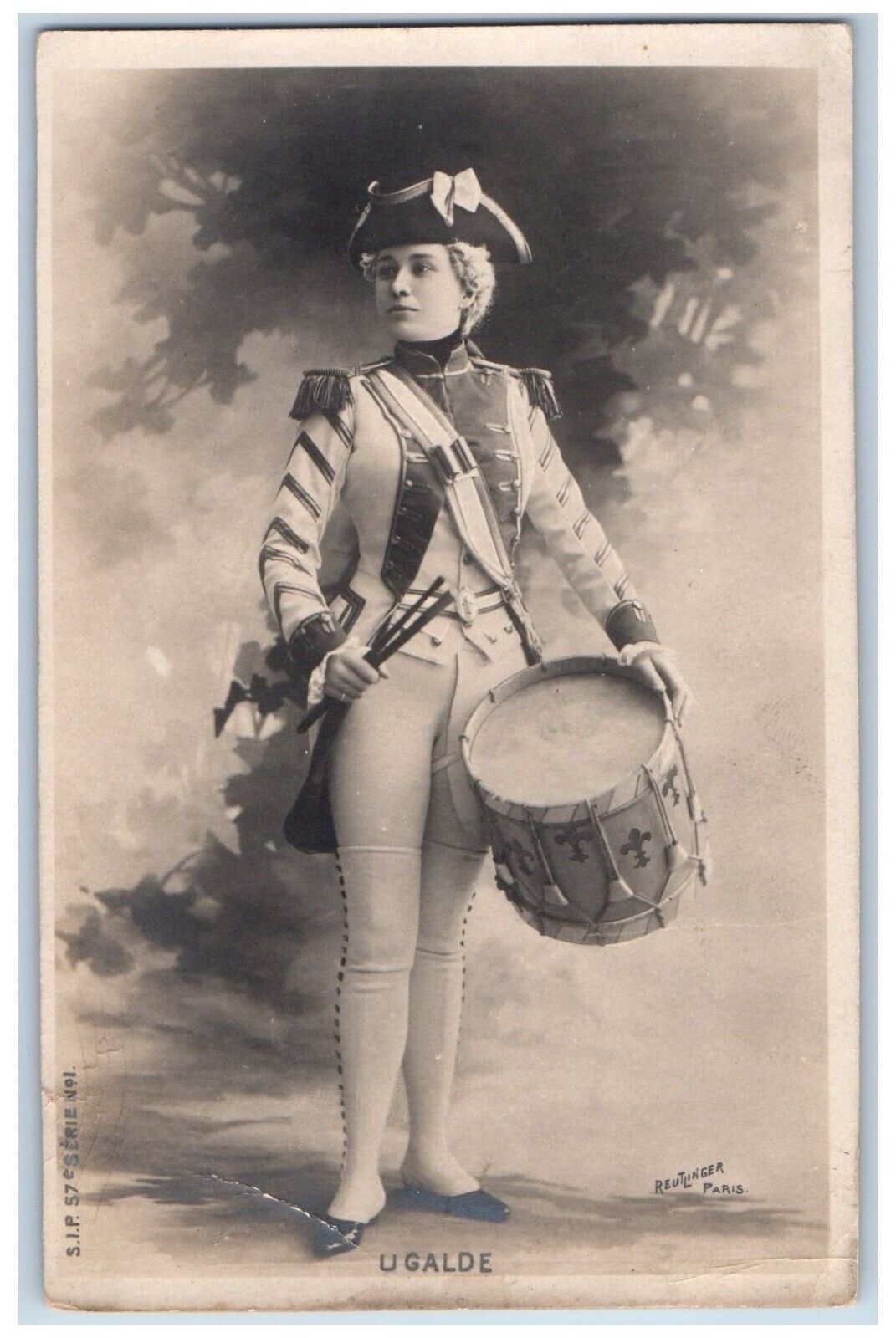 France Postcard RPPC Photo French Opera Singer With Drum c1910\'s Antique