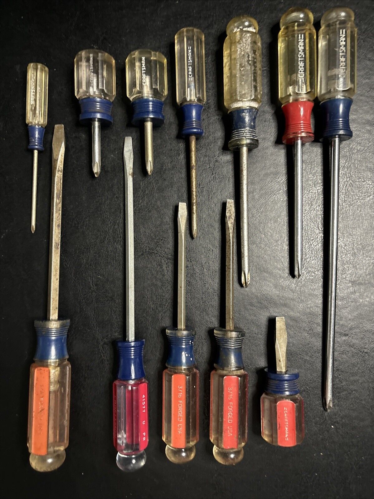 Lot of Vintage Assorted Craftsman Screwdrivers - Made in USA 5 Flat & 7 Philips