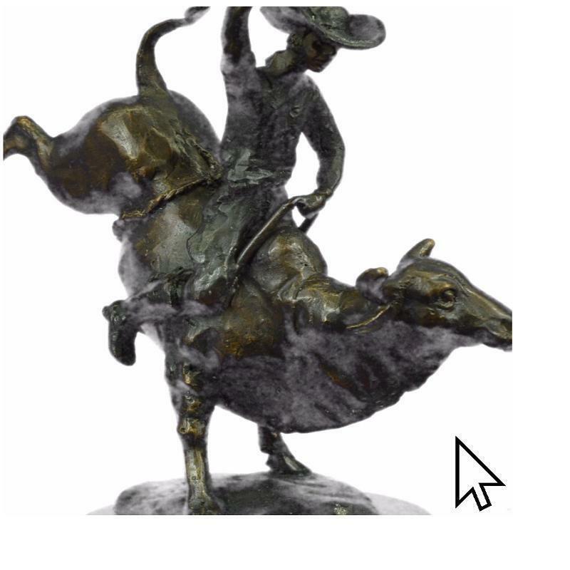 Bronze Marble Statue Bronco Buster Western Cowboy Bull Rodeo Rider Sale Figurine