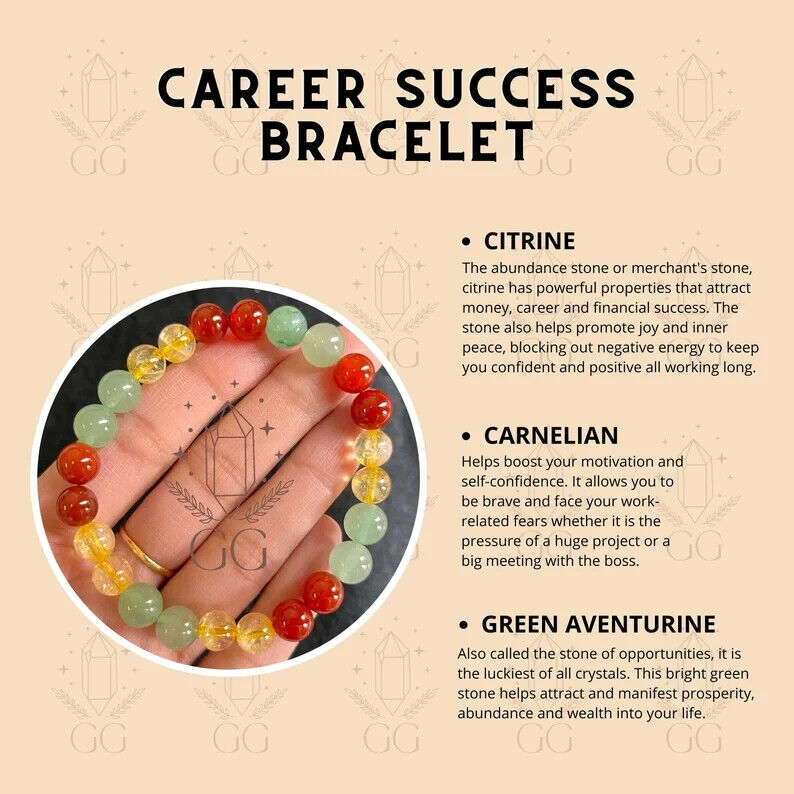 Career Success Bracelet | 8MM Carnelian, Aventurine & Citrine Bracelet