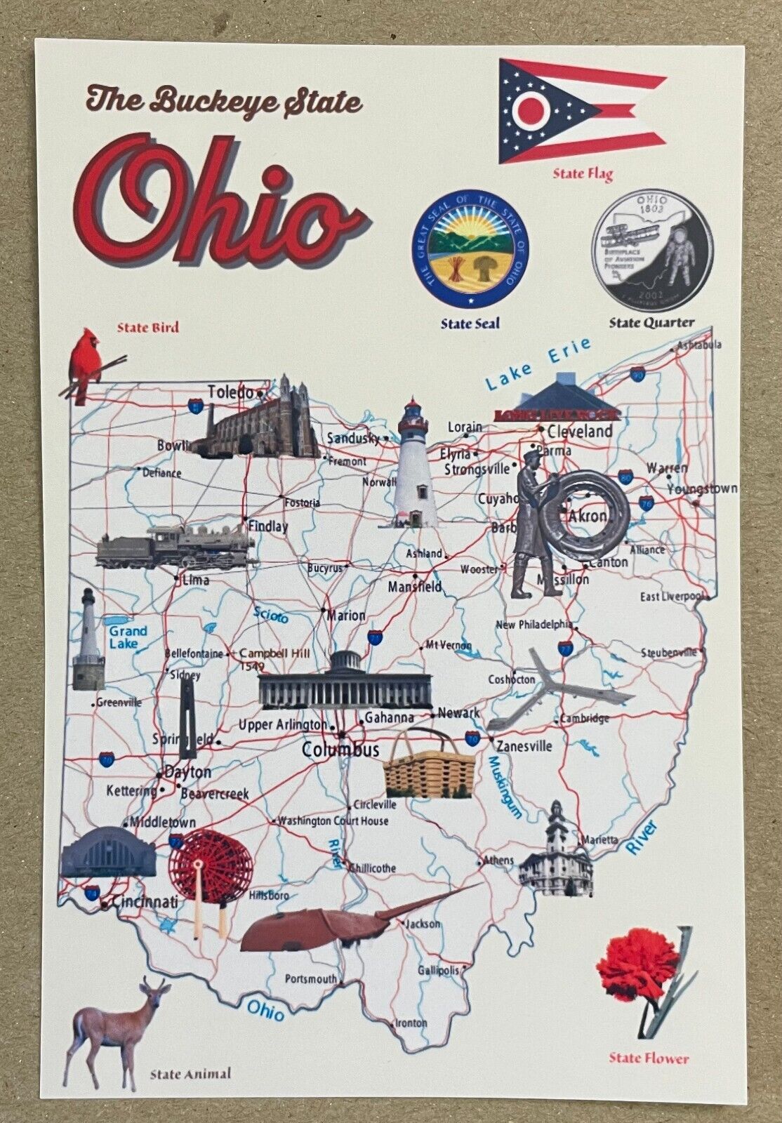 New Postcard 4x6 Ohio State Map USA