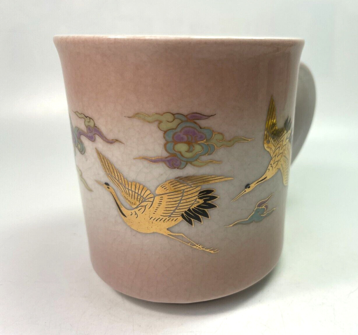 Japanese Crane Coffee Mug Nakagama Vintage 10oz Hand Printed Collectible Cup B62