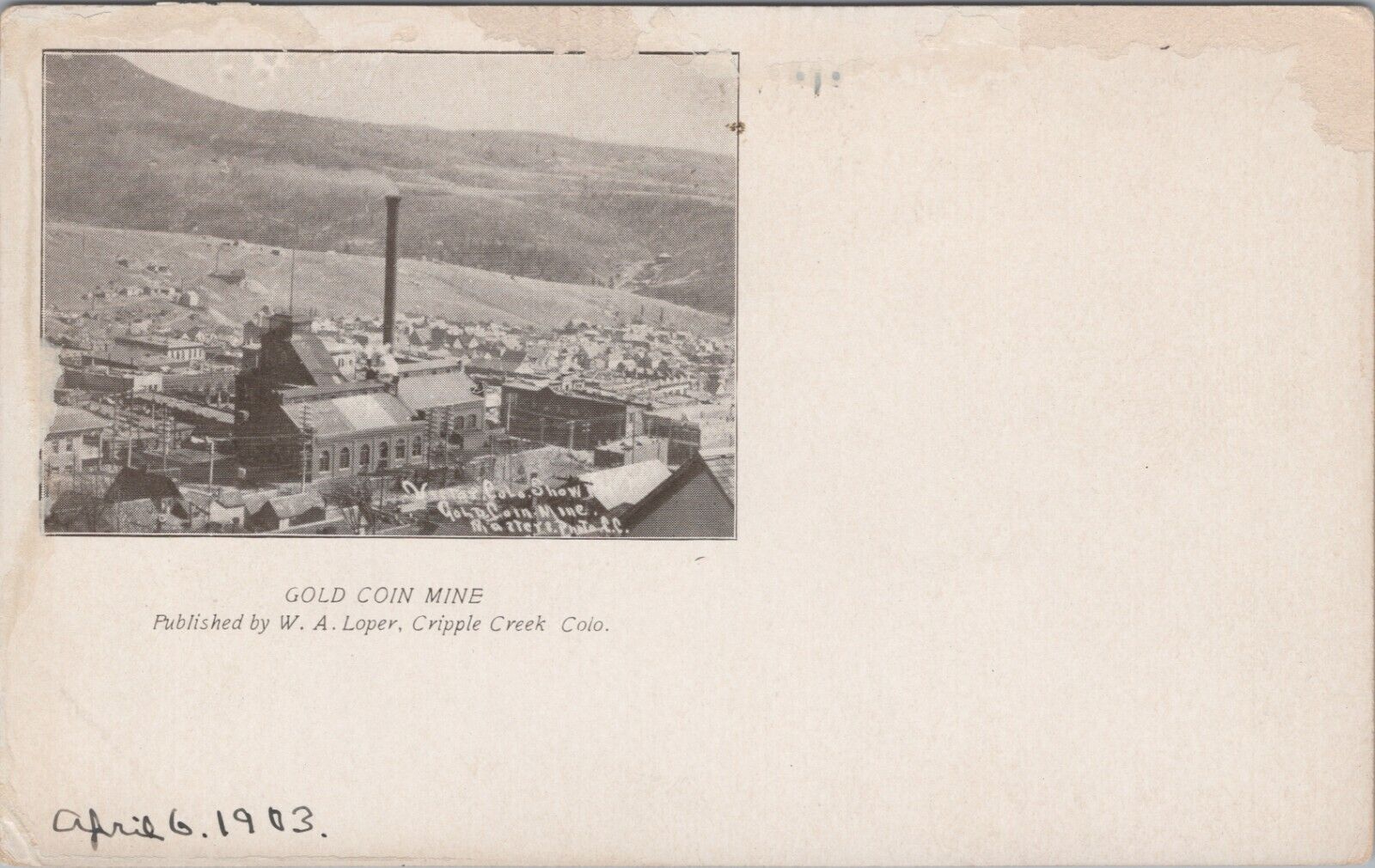 Postcard Colorado CO Victor Goin Coin Mine PMC 1903 Mining