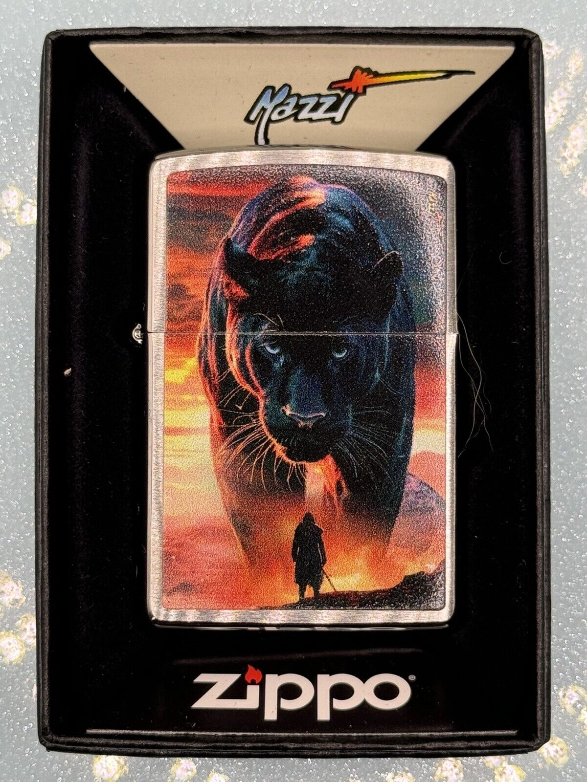 2024 Black Panther 46411 Chrome  Zippo Lighter NEW Mazzi