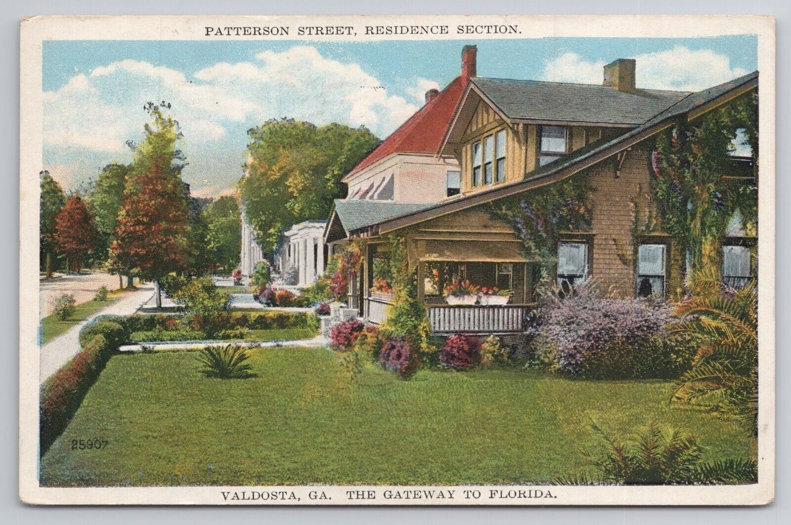 1932 Postcard Patterson St Residence Section Valdosta GA The Gateway To Florida