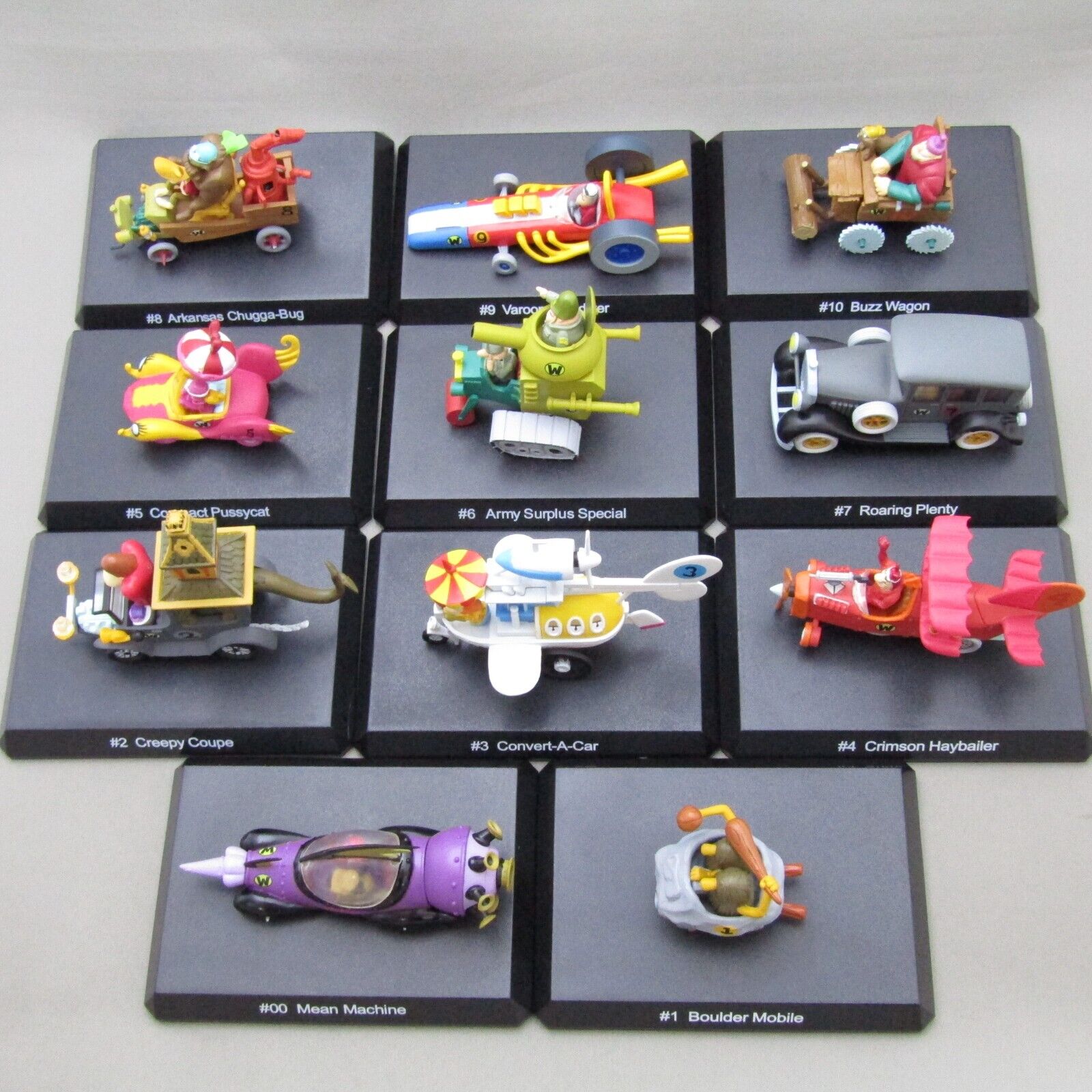 Wacky Races 11 Vehicles Complete Konami Mini Figure Hanna Barbera In stock