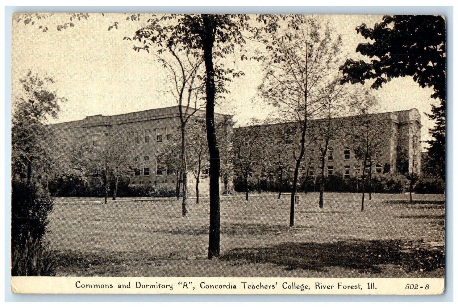 c1930's Commons Dormitory Concordia Teachers College River Forest IL Postcard