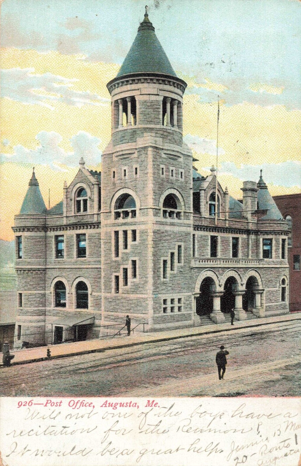 Augusta ME Maine, Post Office Building, Vintage Postcard