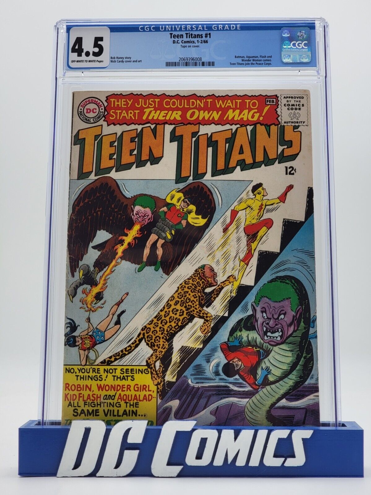 Teen Titans #1 Comic Book 1966 CGC 4.5 Batman Aquaman Flash Cameo to Team