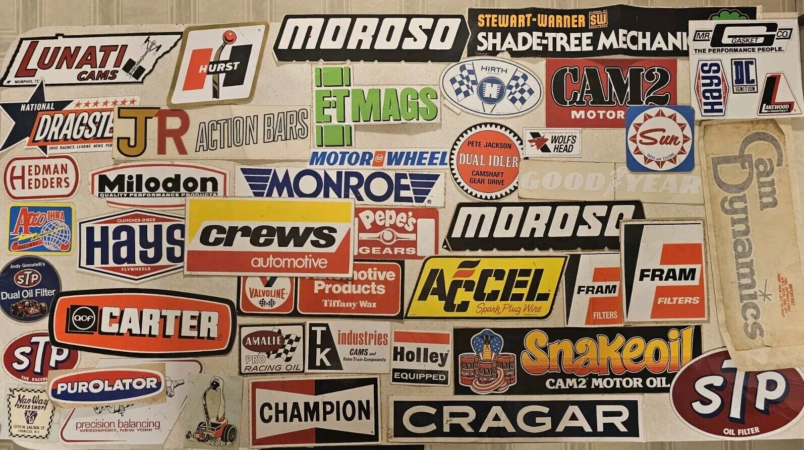 Huge VTG Lot Of 40+ Automotive Racing, Muscle Car, Oil, Decals/Stickers Pls Read