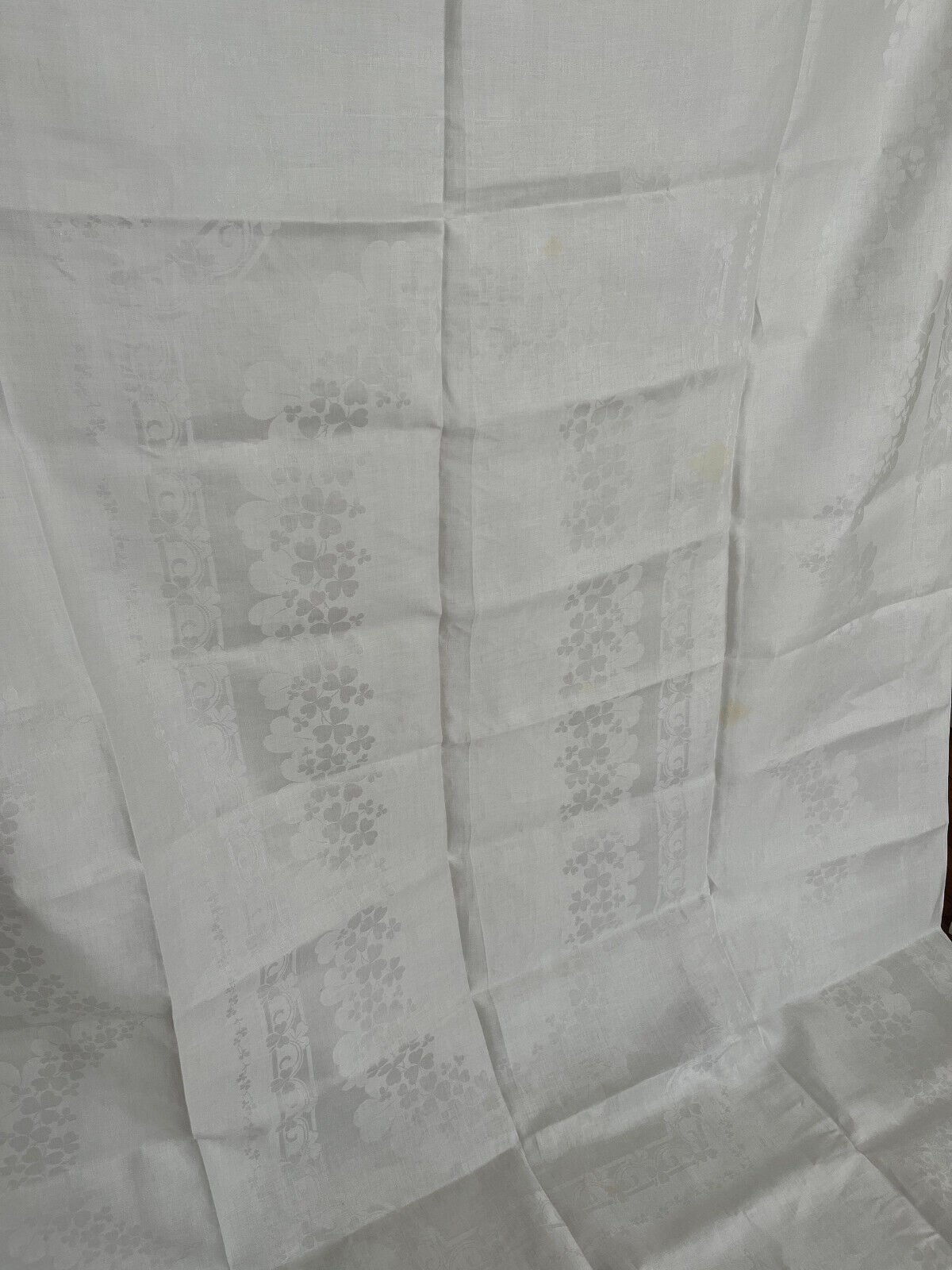 Vintage Pure Irish Linen Double Damask 72” X 109” Tablecloth