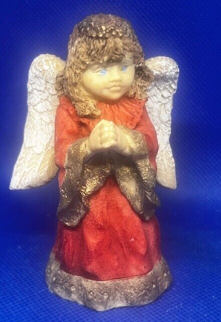Vintage Angel in Red with Blue Eyes Figurine