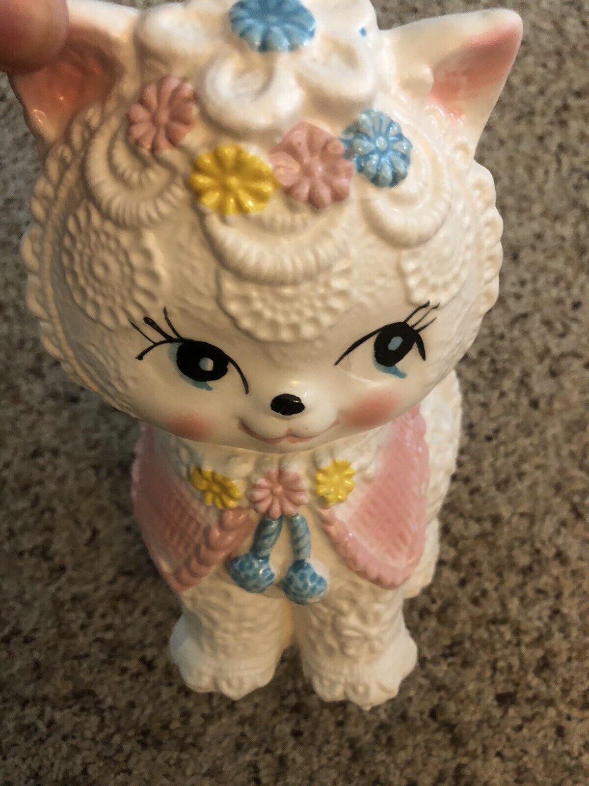 Vintage Napcoware Kitty Cat Lace Baby Girl Nursery Planter Pot Import Japan