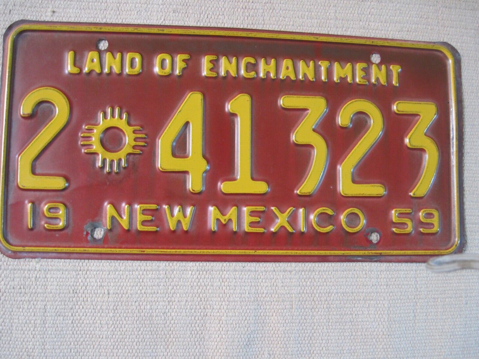 1959 New Mexico License plate. Bernallo CO.