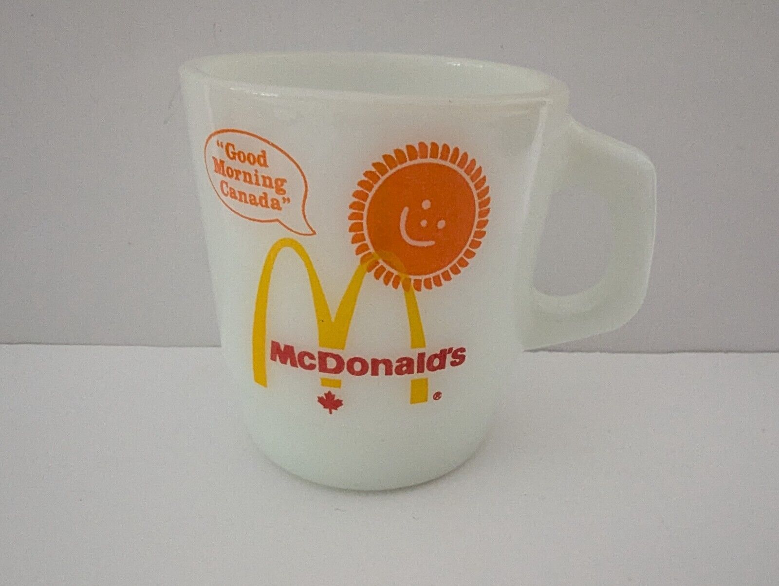 Vintage McDonalds Mug Milkglass Good Morning Canada Sunshine Cute