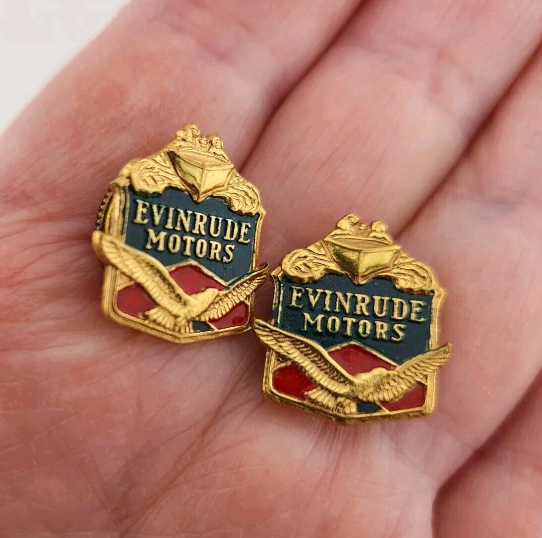 Lot of 2 Evinrude Outboard Motor Co. Employee Pins Advertising Enamel Lapel 