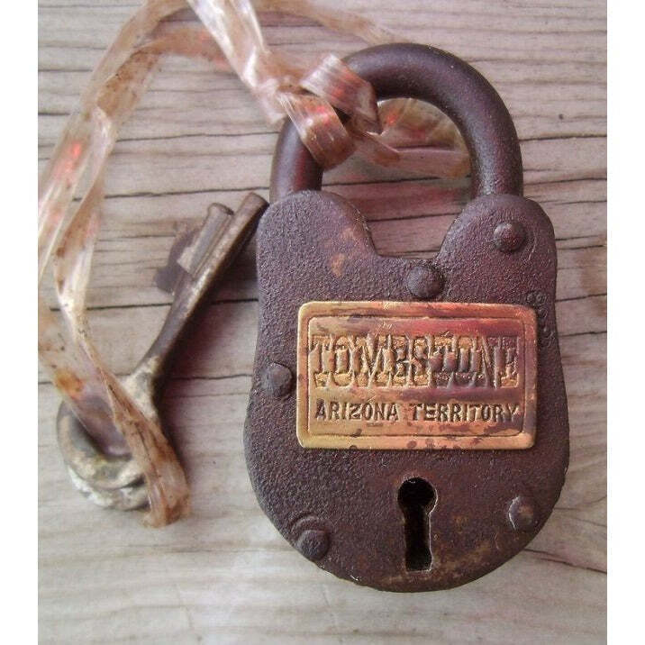 Tombstone Arizona Territory Cast Iron Lock With Keys & Antique Finish (2.5