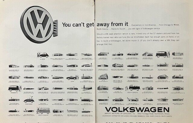 Rare 1961 Original Vintage Volkswagen Car Truck Bus Van 2 Page Advertisement Ad