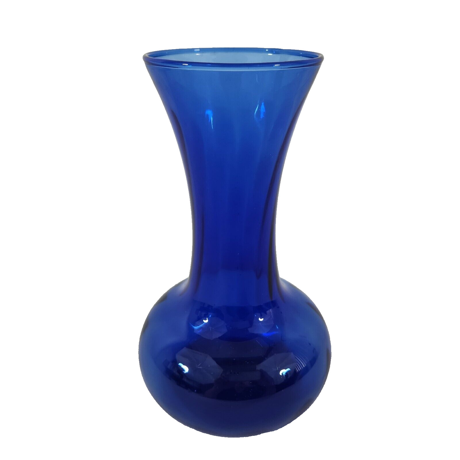 Vtg 1970s Cobalt Blue Indiana Glass Illusions Style Glass Vase 8\