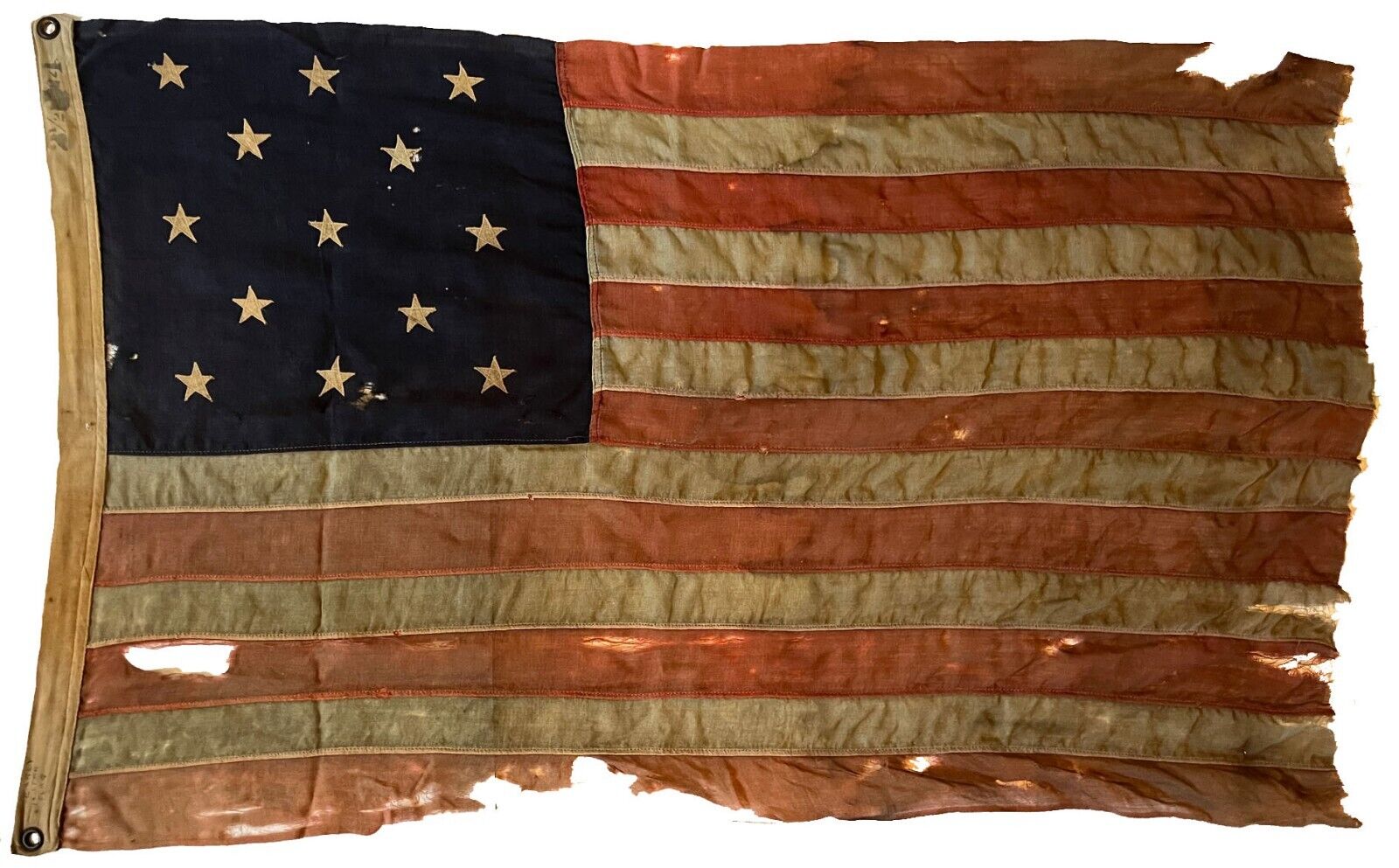 RARE Circa 1876 ANTIQUE 13 Star American Parade Flag Folk Art Primitive