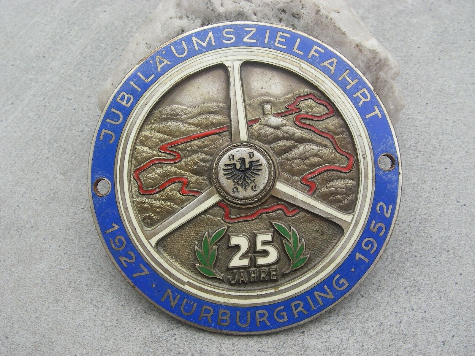sought after, vintage NÜRBURGRING 1952 Car Badge 25 YEARS JUBILEE NUERBURGRING 