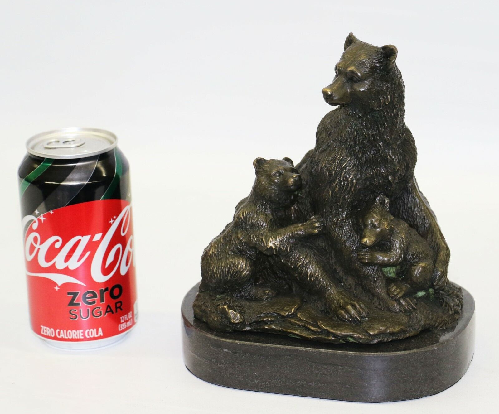 Handcrafted Museum Quality Classic Wildlife Bear Family Bronze Sculpture Decor