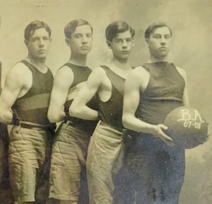Rare 1907 Barton Academy Basketball Team Postcard - Vermont VT Sports Orleans Co