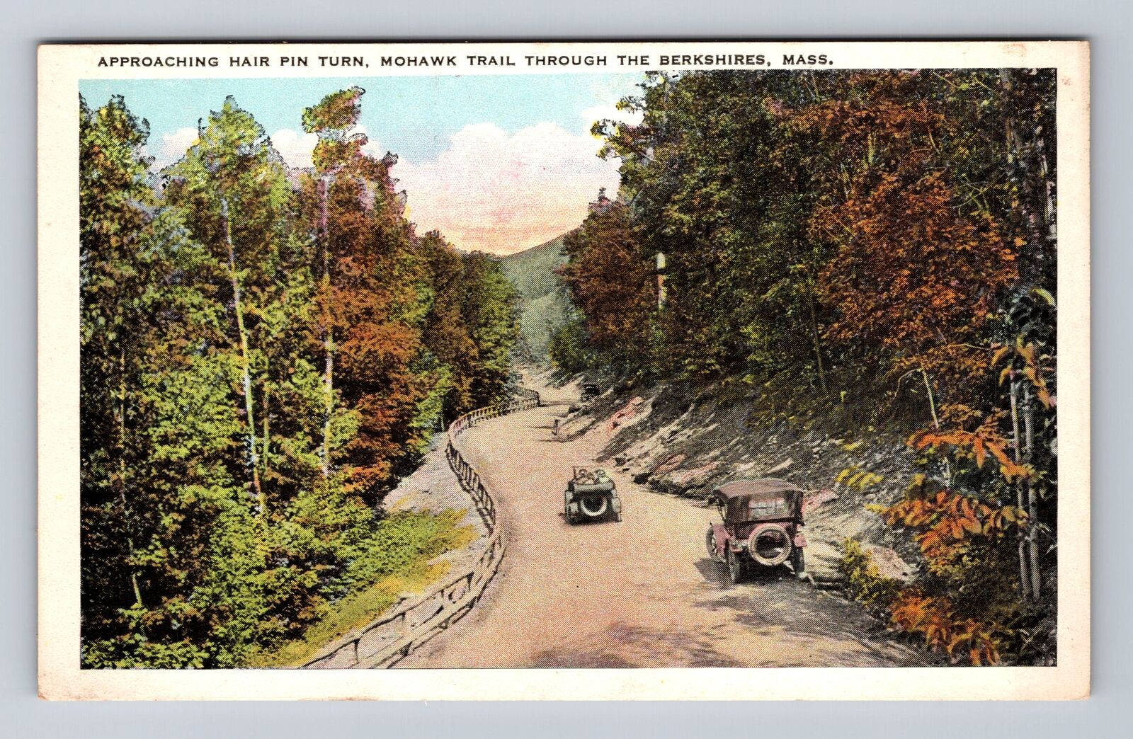 Berkshires MA-Massachusetts, Hair Pin Turn Mohawk Trail, Vintage Postcard