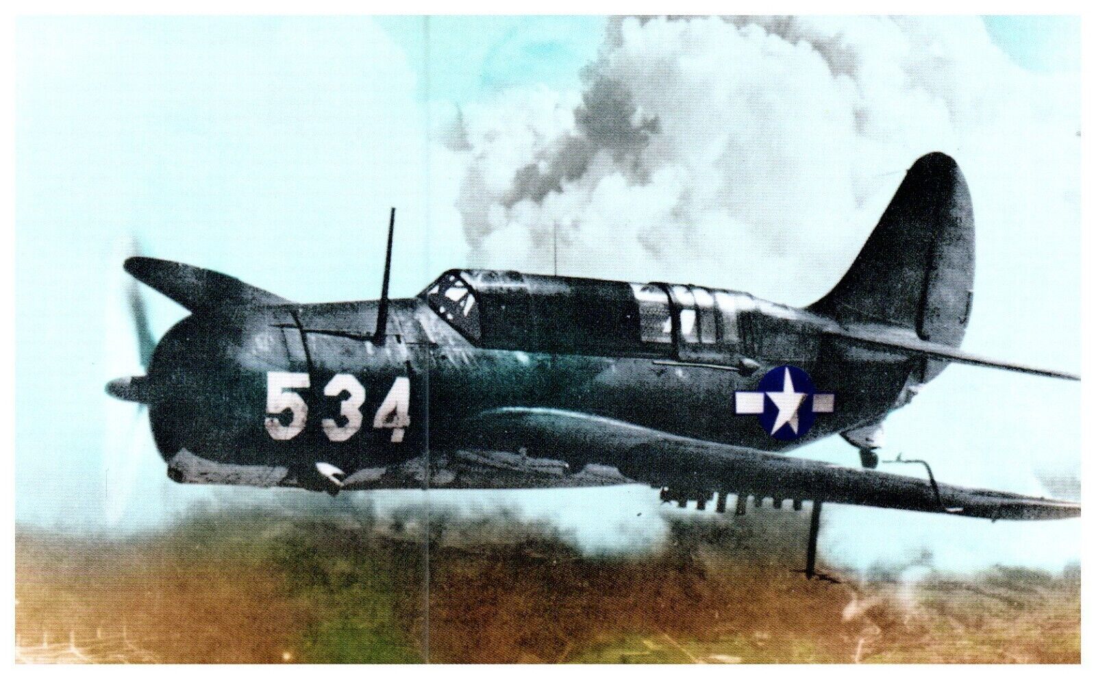 WW2 Curtiss SB2C Helldiver Aircraft USA Air Force Fighter Dive Bomber Postcard
