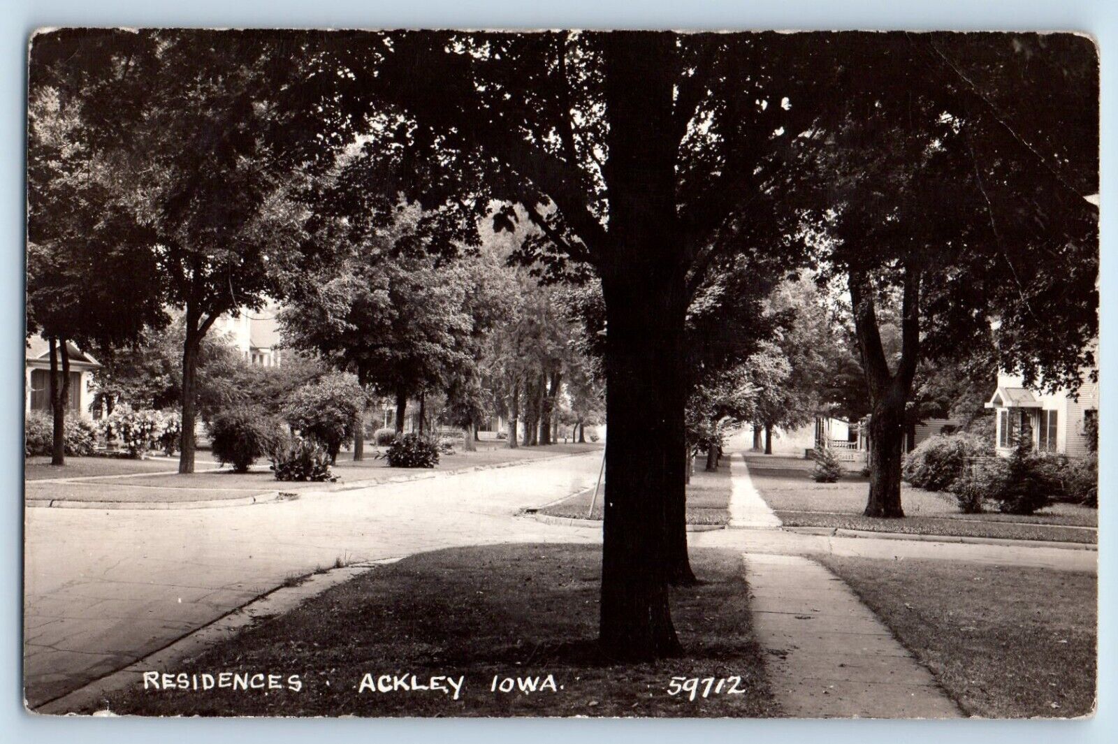 Ackley Iowa IA Postcard RPPC Photo Residences c1940\'s Unposted Vintage