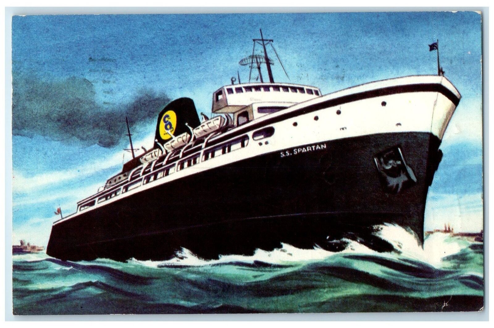 1961 S.S. Spartan And Its Sister Ship S.S. Badger Milwaukee WI Posted Postcard