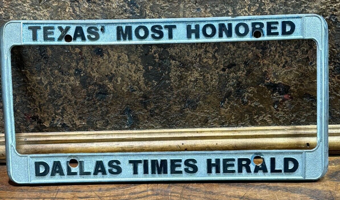Vintage New REPORTER Dallas Times Herald Newspaper Car License Tag Plate FRAME