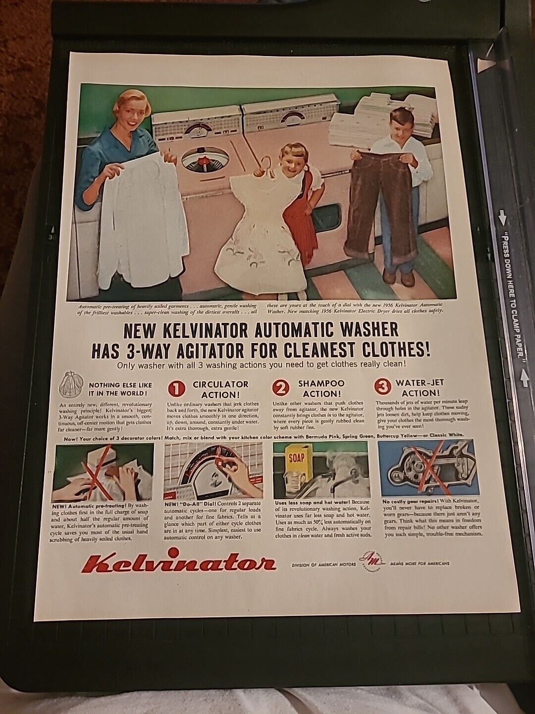 Kelvinator Automatic Washer Print Ad 1955 10x13