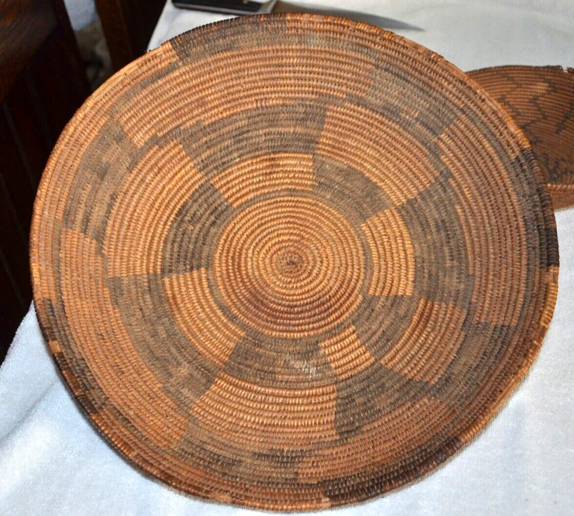 Late 1800's Apache Native American Geometric  Indian Basket Tray