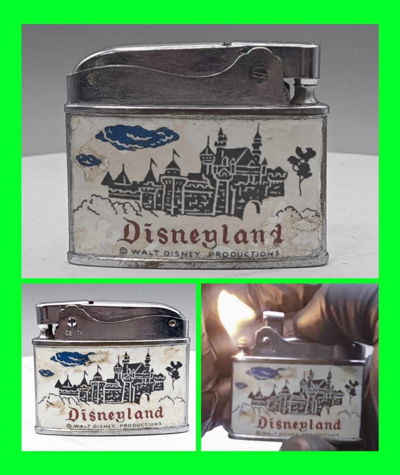 RARE Vintage Disneyland Walt Disney Productions Advertising Cigarette Lighter