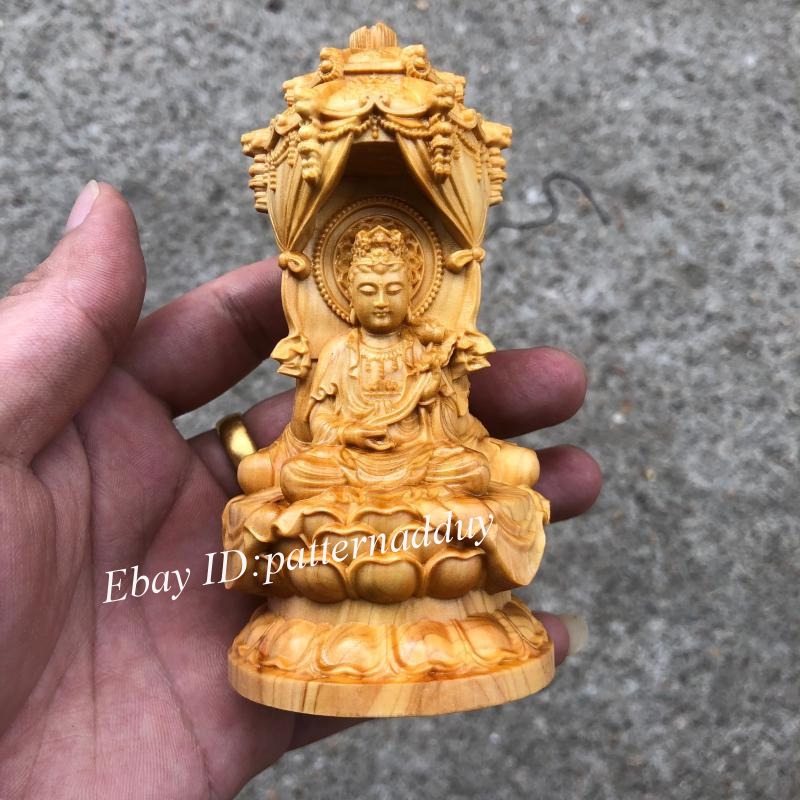 Cliff Cypress Wood Carving Western Three Holy Figures Buddha Ornaments Gift