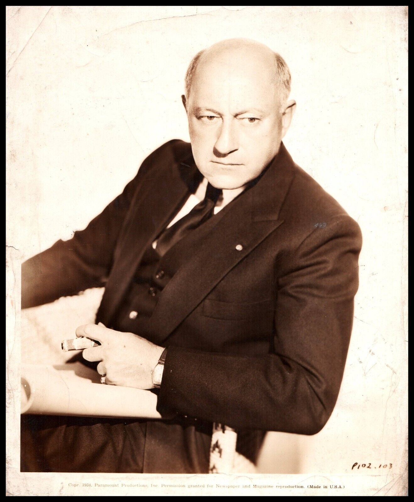 HOLLYWOOD ICONIC DIRECTOR CECIL B. DEMILLE PORTRAIT 1934 ORIG PHOTO 200