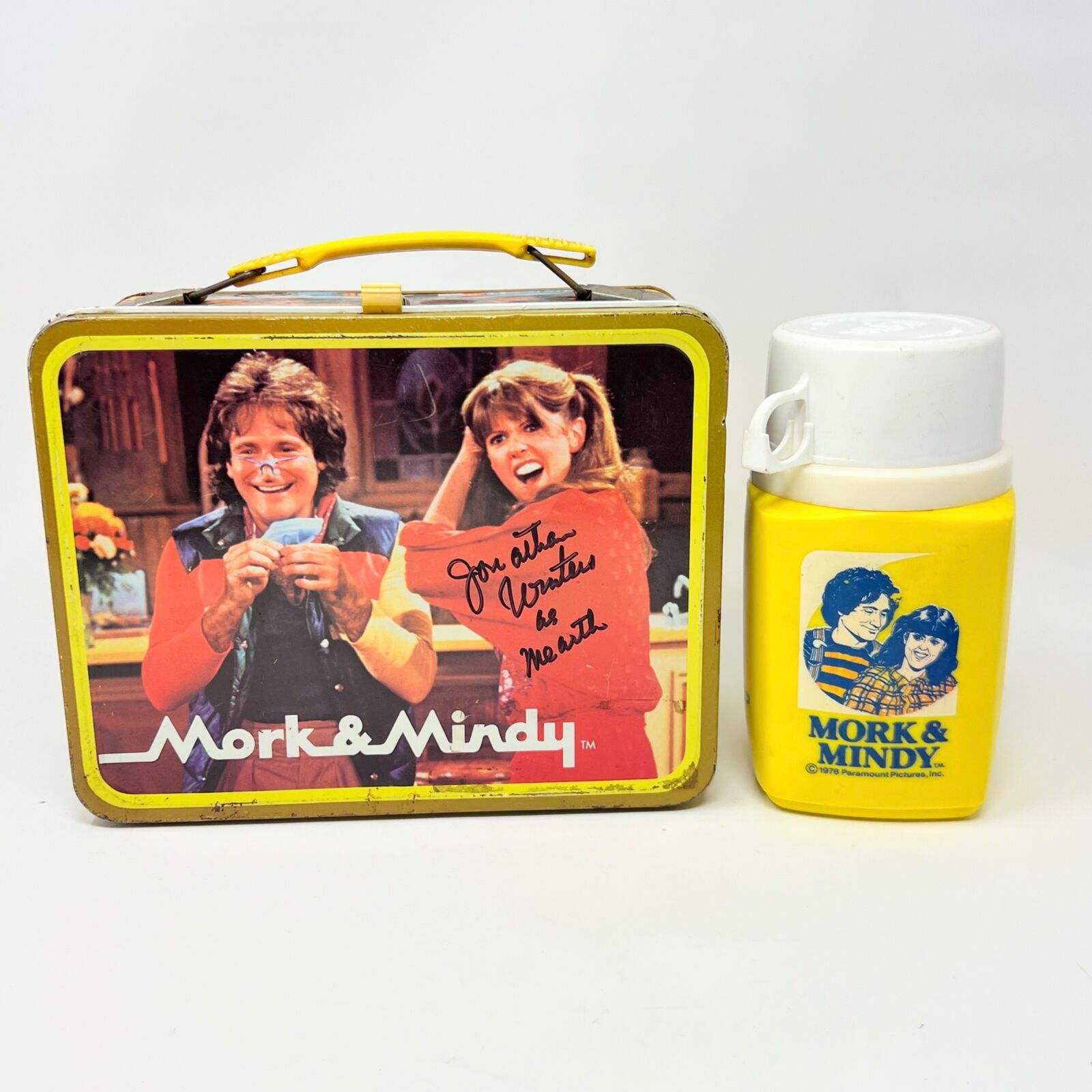 Vintage 1978 Mork & Mindy  Lunchbox Metal Lunch Box Autograph