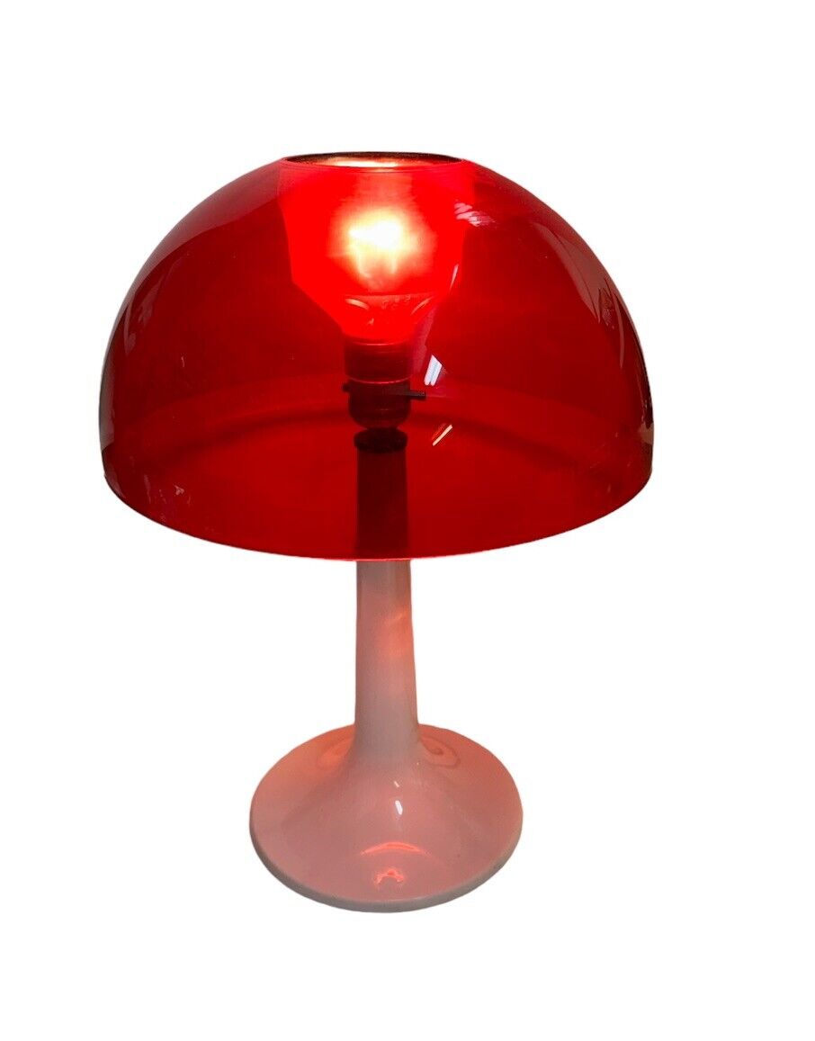 Vintage Gilbert Softlite Mushroom Lamp Red & White Plastic Mid Century Modern