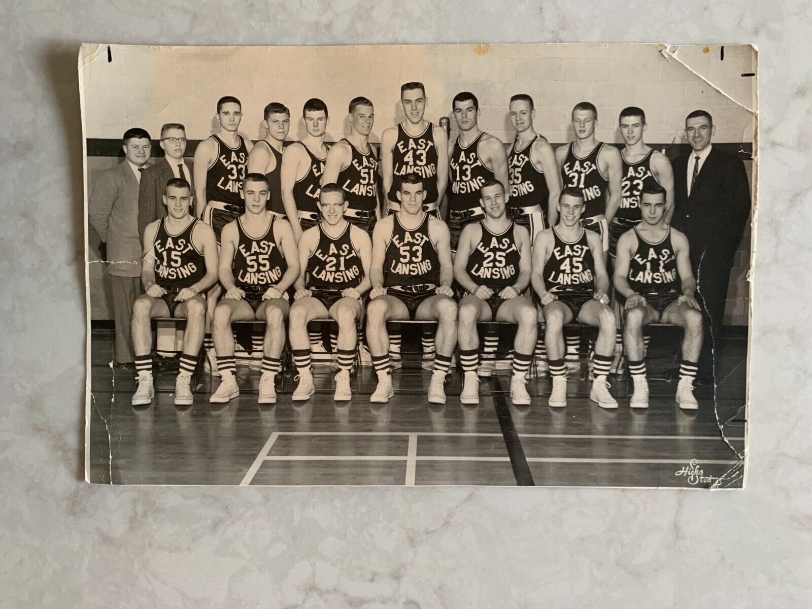 picture - East Lansing (MI) High School boys' basketball team, 1958 state champs