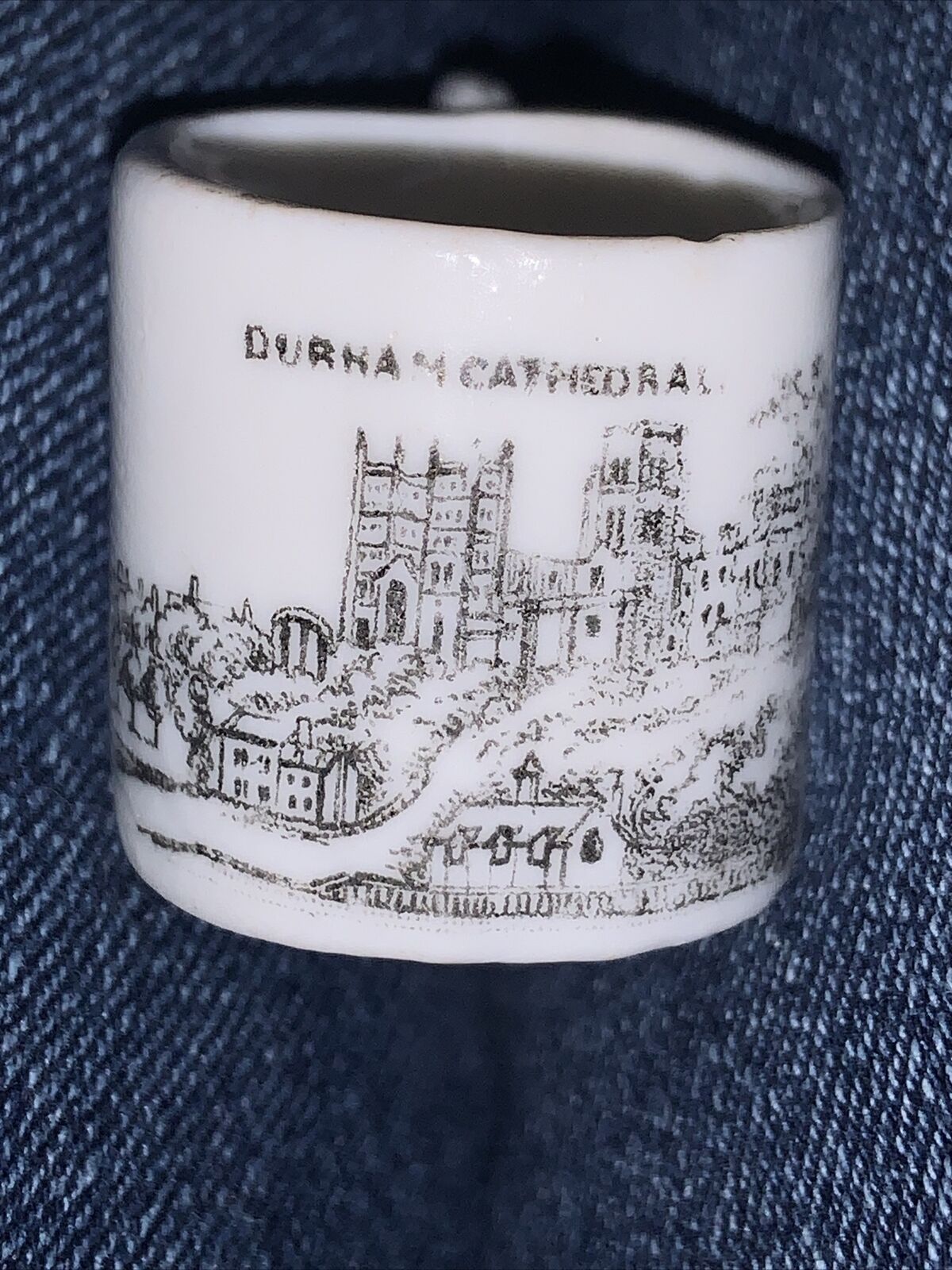 Vintage DURHAM CATHEDRAL MUG Miniature 1” Souvenir ENGLAND RARE HTF