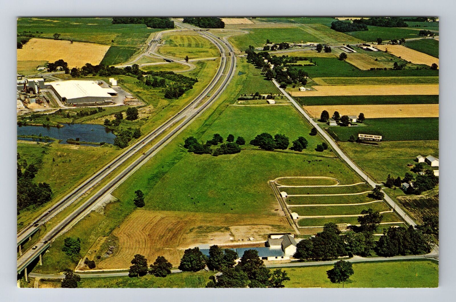 Milan OH- Ohio, Aerial Homestead Farms, Antique, Vintage Postcard