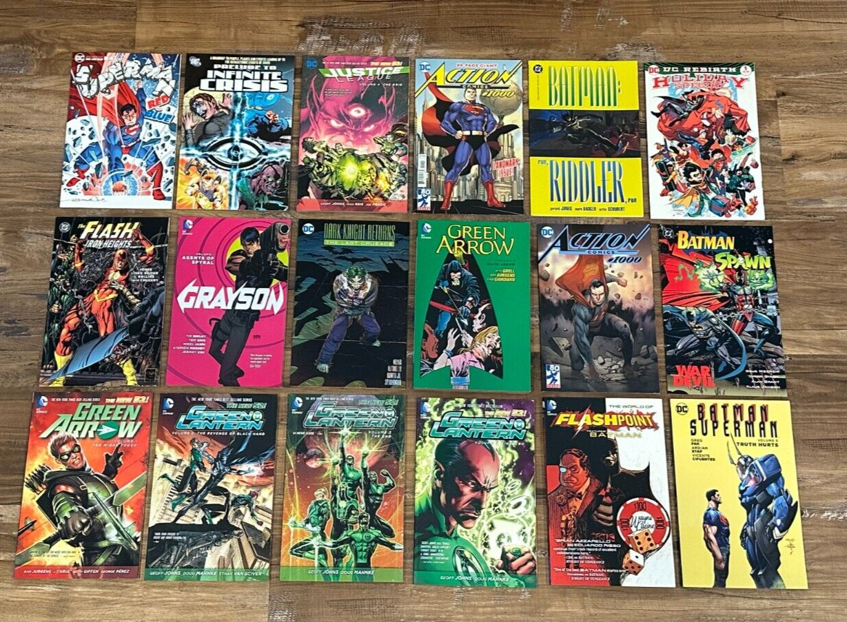 DC Comics TPB Trade Paperback Lot (Superman, Flash, Green Arrow, Batman, Spawn)