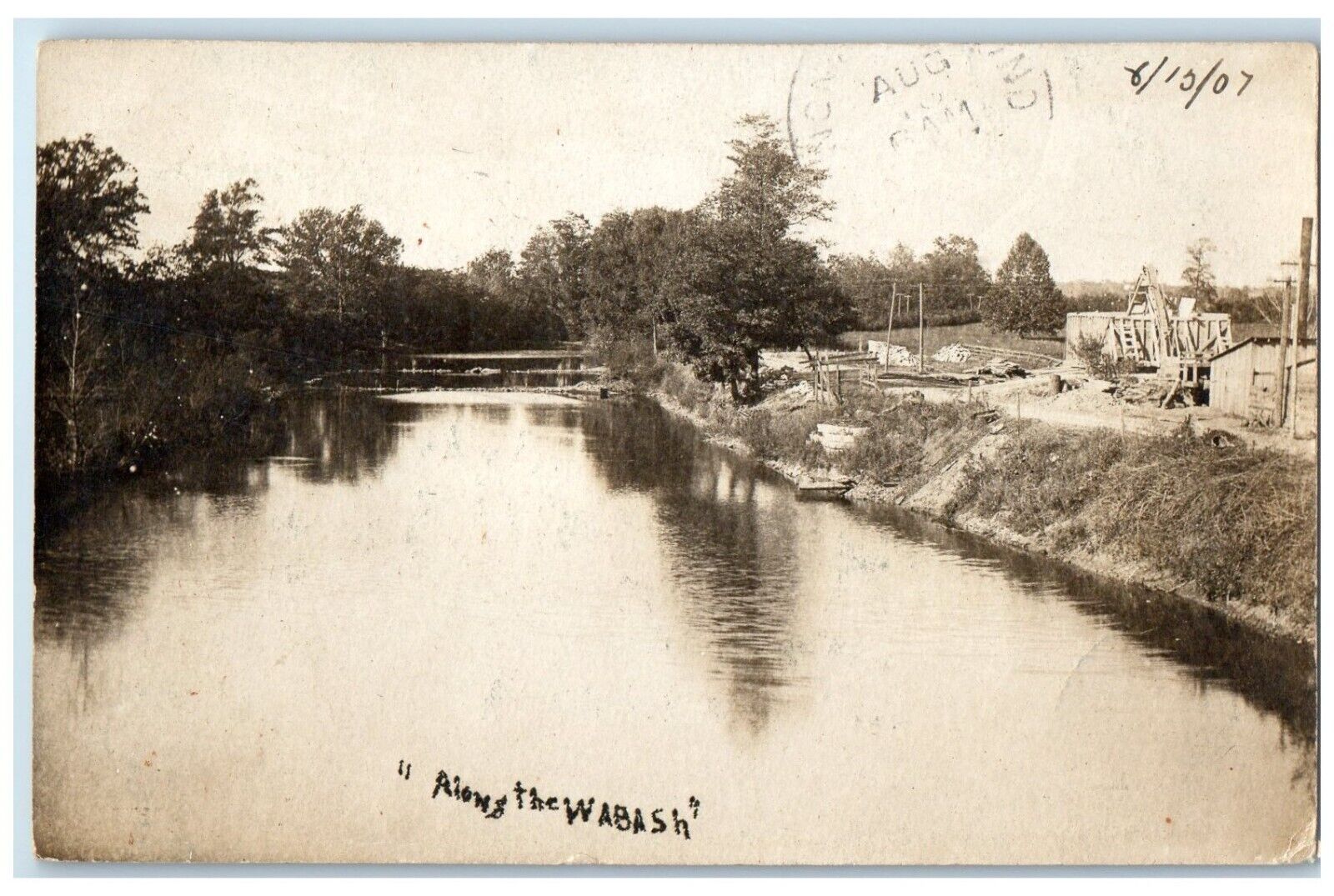 1907 Along The Wabash River Linn Grove Indian IN RPPC Photo Antique Postcard