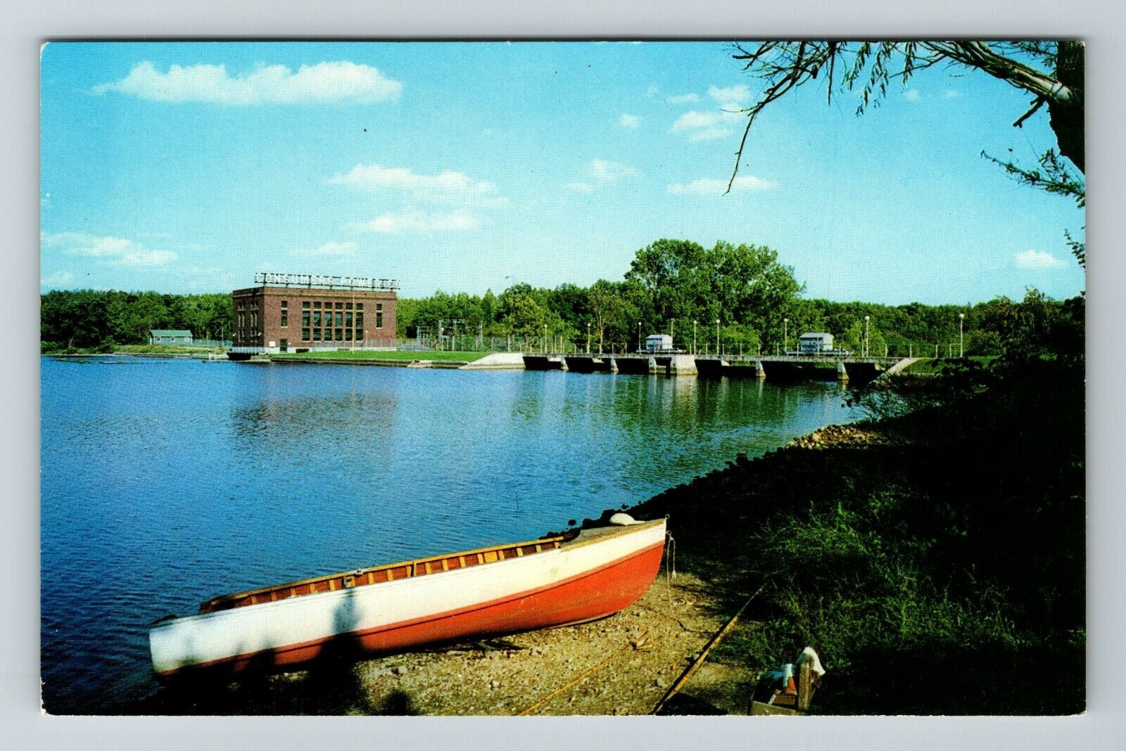 Big Rapids MI-Michigan, Rogers Dam Muskegon River  Vintage Souvenir Postcard