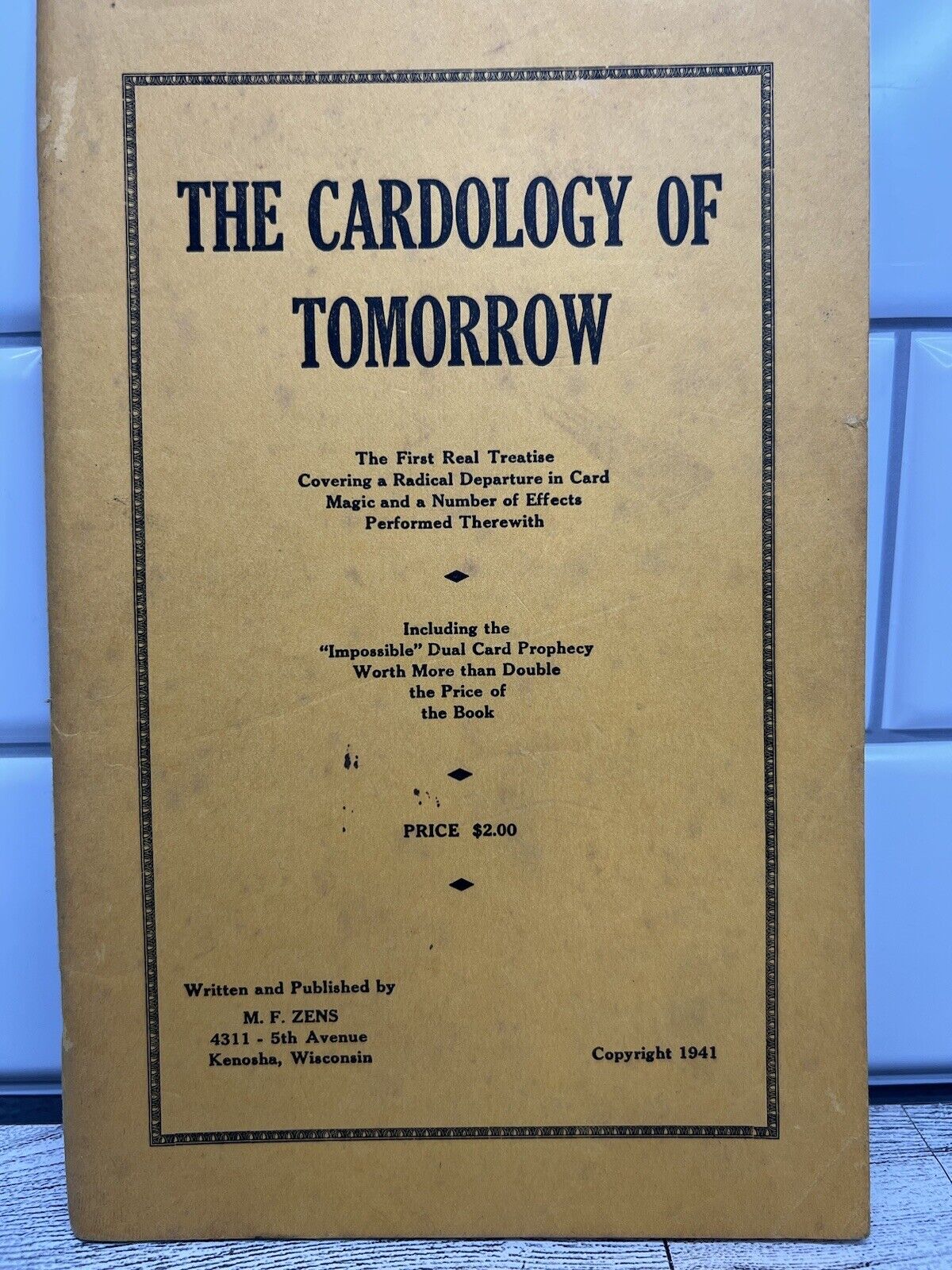 The Cardology of Tomorrow M.F. Zens RARE BOOK 1st Ed Magic Card tricks Cardician