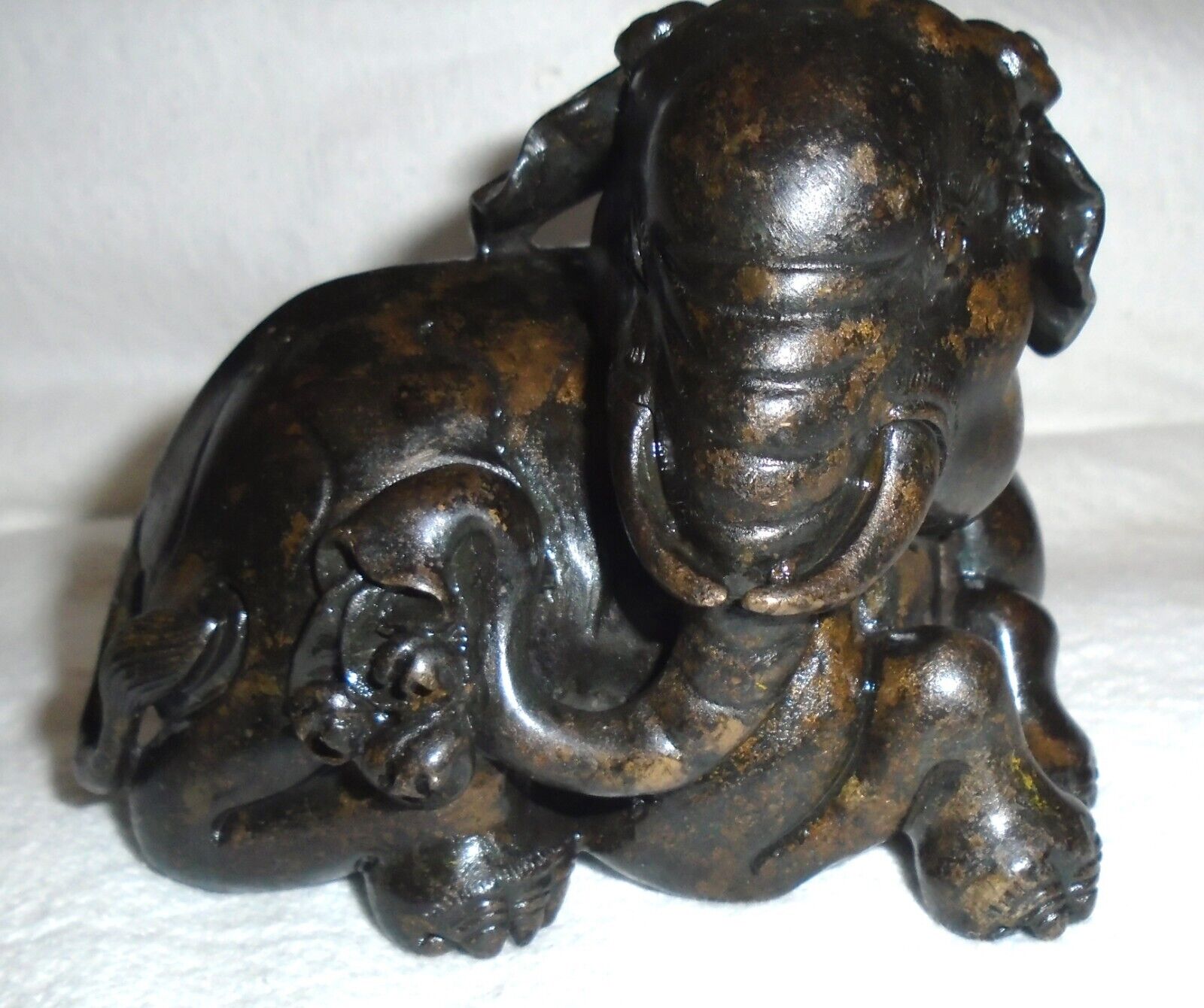 Antique Chinese cast Bronze Elephant paperweight 19th century Collectible Art