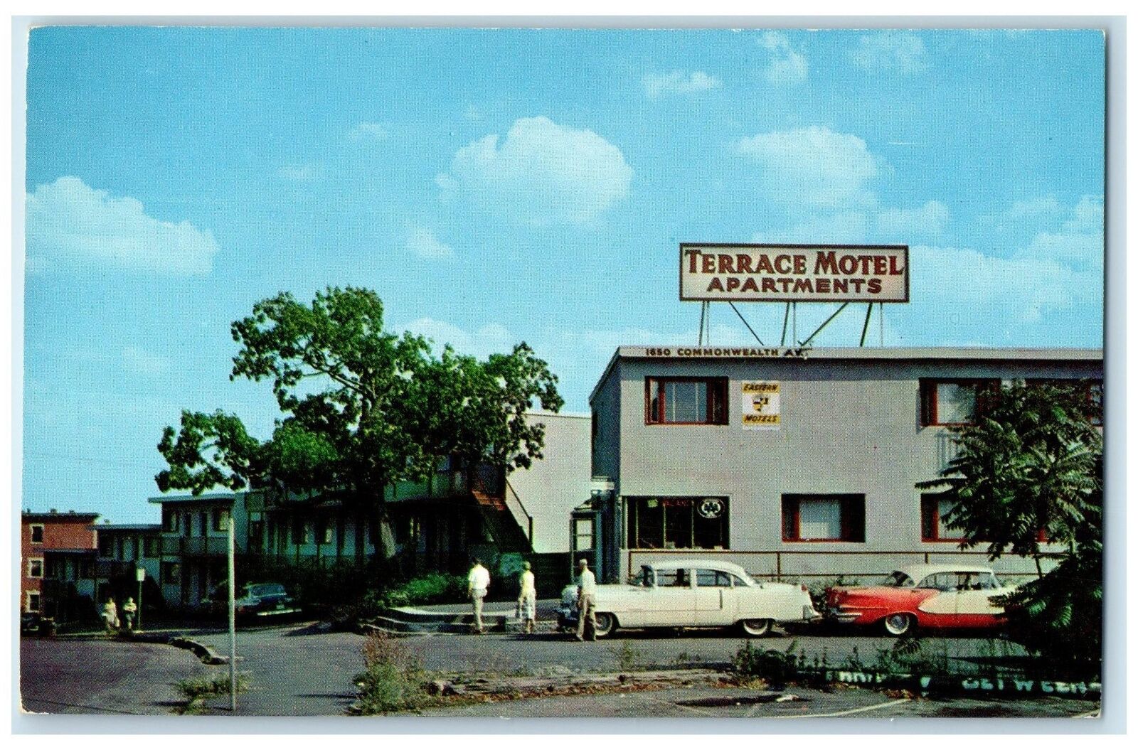 c1950's Terrace Motel Apartments & Restaurant Car Boston Massachusetts Postcard